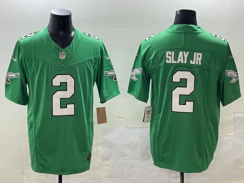 Men Philadelphia Eagles #2 Slay jr Green three generations 2025 Nike Vapor Limited NFL Jersey style 1